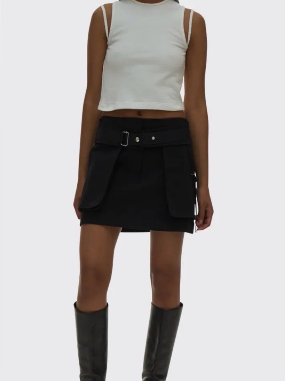 Helmut Lang Black Mini Utility Skirt with Buckle Detail